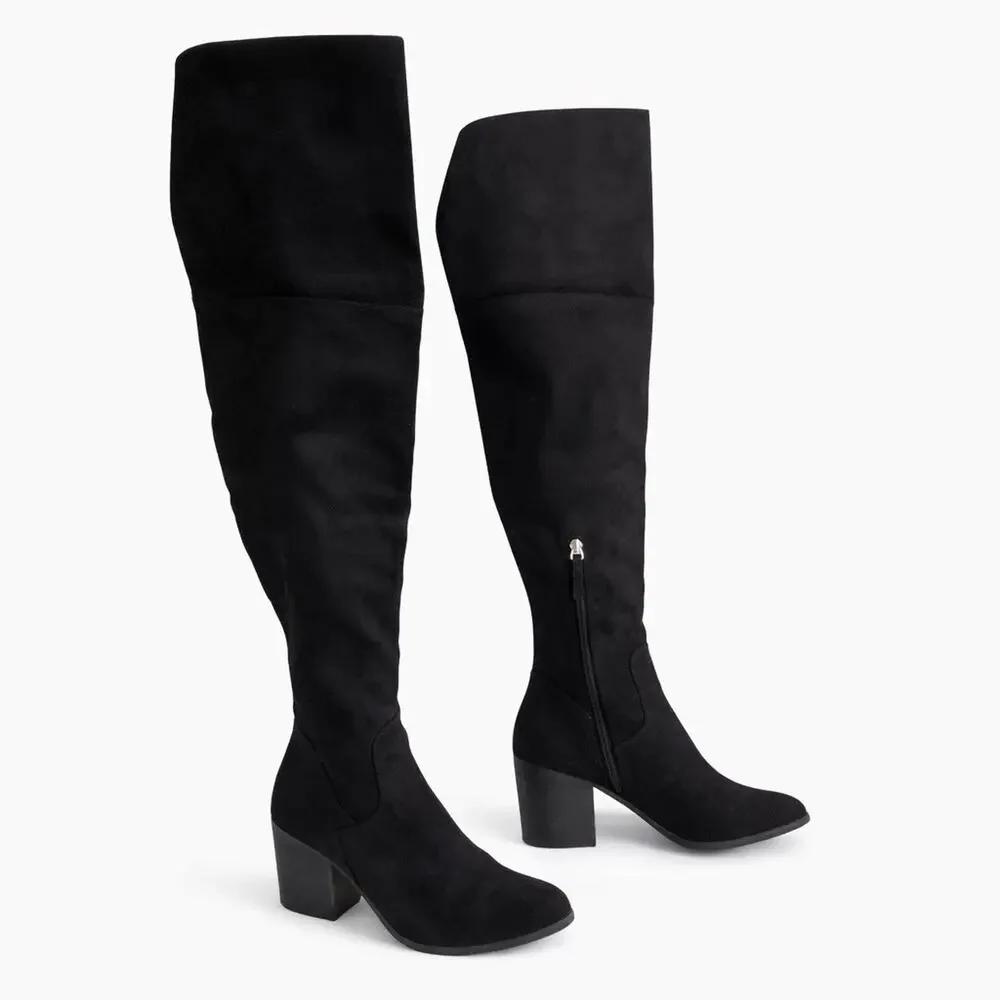 B.P. Nordstrom Black Luke Stretch Over Knee Boots Block Heel Pull On Size 9